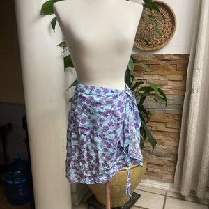 Rusty Floral Mini Skirt in Purple and Blue